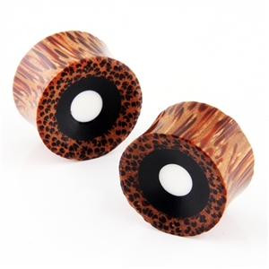 double flare flesh tunnel palm wood bone ear plug design gauge organic Body Jewelry 00G 0G 1/2" 3/4 5/8 9/16