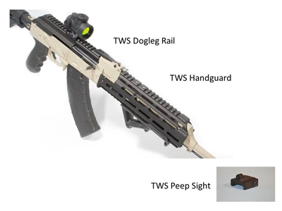 TWS GEN3 RAILSET DOGLEG RAIL HANDGUARD AND SIGHT #33010 AK47 TEXAS WEAPON SYSTEMS