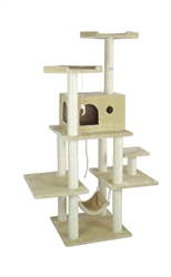 70" Cat Tree and  Kitty Condo Scratching Post Beige