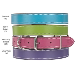Durable leather dog collar in Pink
