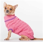 Fashion Pet Classic Cable Sweater in Pink X Small