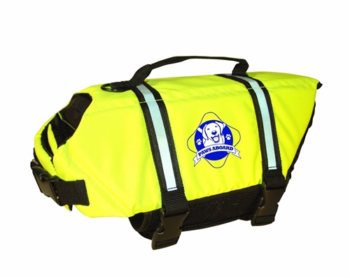 Paws Aboard Neoprene Life Jacket Medium High Visibility Neon Yellow  Lifeguard Dog Life Vest