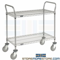 2 Tier Rolling Carts Utility Service Racks NSF Nexel Mobile Wire Shelf Racks