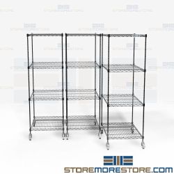 Black Color Mobile Storage System Wire Shelving Glide-Out Shelf Cart Racks NSF