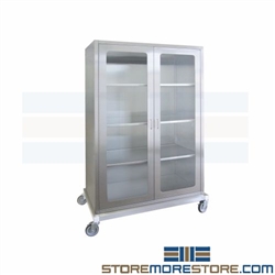 Stainless Surgical Supply Carts Glass Door Cabinet Hospital Operating Room