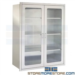 Surgical Suite Stainless Cabinets Glass Door OR Storage Operating Room Recessed