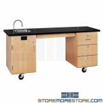 Rolling Lab Desk with Wheelchair Access Furniture Mobile Chemistry Furniture