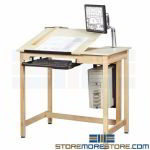 Tilt Drawing Table Adjustable Top Draftsman Bench Architect Workbench Furniture