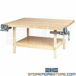 Woodworking Workbench Two Vises Workshop Table Wood Shop School Furniture