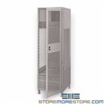 Ventilated Rack with Top and Bottom Lockers | Police Gear Cabinet