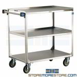 Stainless Hospital Utility Carts (3' 3-1/4"W x 1' 10-5/16"D x 3' 1-3/4"H), #SMS-118-444