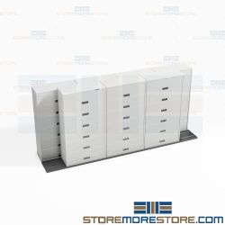 Locking Legal File Cabinets on Tracks Reduce Storage Footprint Maximize Space