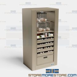 Pharmacy Shelving Cabinets Rotating Storage Fixture Managing Medications Narcotics