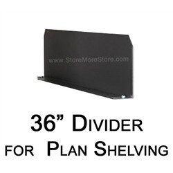 Steel shelving dividers for 36" deep plan storage and poster storage shelving