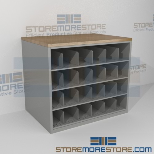 Work Counter with Blueprint Storage Cubbies Rolled Architect
