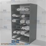 Steel shelving designed for rolled Blueprints