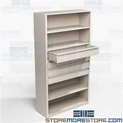 Wall Shelves with Drawers Storing Combination Small Supplies Binders Boxes Books