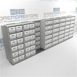 Compact Sliding Archival File Box Storage Shelving Slides Side-To-Side On Rails | SMSB087BX-4P6