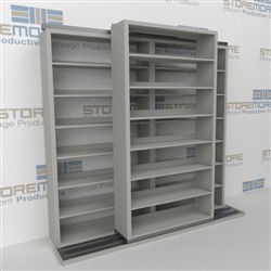 Double Deep (Four Post) Sliding Mobile File Shelving, 2/1 Letter-Size (7' 4" W x 2' 2-1/2" D x 6' 9-3/4" H with 7 levels), #SMS-25-B221LT4P7