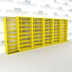Double Deep (Four Post) Sliding Mobile File Shelving, 6/5 Letter-Size (21' 8" W x 2' 2-1/2" D x 7' 9-3/4" H with 8 levels), #SMS-25-B265LT4P8