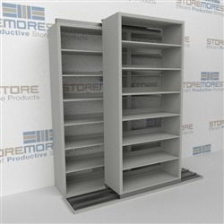 Double Deep (Four Post) Sliding Mobile File Shelving, 2/1 Legal-Size (6' 4" W x 2' 8-1/2" D x 6' 9-3/4" H with 7 levels), #SMS-25-B621LG4P7