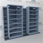 Double Deep (Four Post) Sliding Mobile File Shelving, 3/2 Legal-Size (9' 4" W x 2' 8-1/2" D x 6' 9-3/4" H with 7 levels), #SMS-25-B632LG4P7