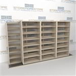 Double Deep (Four Post) Sliding Mobile File Shelving, 4/3 Legal-Size (12' 4" W x 2' 8-1/2" D x 6' 9-3/4" H with 7 levels), #SMS-25-B643LG4P7