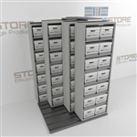 Moving File Box Shelves Rolling Side to Side On Tracks Storing Record Boxes | SMSQ021BX-4P7