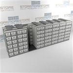 Metal Archive File Box Shelves on Wheels Moving on Tracks Storing Record Boxes | SMSQ087BX-4P6