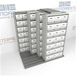 Space Saving Onsite Record Box File Storage Shelves Rolling on Tracks | SMSQ221BX-4P7