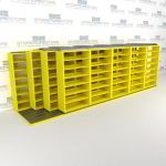 4-Row Deep (Four Post) Sliding Mobile File Shelving, 6/5/5/5 Legal-Size,(21' 8" W x 5' 6-1/2" D x 6' 11-3/4" H with 7 levels), #SMS-25-Q265LG-4P7