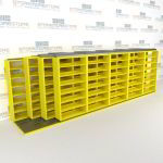 4-Row Sliding (Four Post) Mobile File Shelving, 6/5/5/5 Letter-Size,(21' 8" W x 4' 6-1/2" D x 6' 11-3/4" H with 7 levels), #SMS-25-Q265LT-4P7