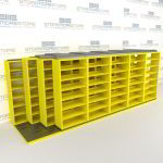 4-Row Deep (Four Post) Sliding Mobile File Shelving, 6/5/5/5 Legal-Size,(18' 8" W x 5' 6-1/2" D x 6' 11-3/4" H with 7 levels), #SMS-25-Q665LG-4P7