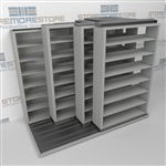 4-Row (Four Post) Sliding Mobile File Shelving, 2/1/1/1 Letter-Size,(8' 4" W x 4' 6-1/2" D x 6' 11-3/4" H with 7 levels), #SMS-25-Q821LT-4P7