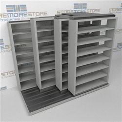 4-Row (Four Post) Sliding Mobile File Shelving, 2/1/1/1 Letter-Size,(8' 4" W x 4' 6-1/2" D x 6' 11-3/4" H with 7 levels), #SMS-25-Q821LT-4P7