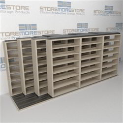 4-Row (Four Post) Sliding Mobile File Shelving, 4/3/3/3 Letter-Size,(16' 4" W x 4' 6-1/2" D x 6' 11-3/4" H with 7 levels), #SMS-25-Q843LT-4P7