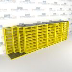 4-Row (Four Post) Sliding Mobile File Shelving, 6/5/5/5 Letter-Size,(24' 8" W x 4' 6-1/2" D x 7' 10-3/4" H with 8 levels), #SMS-25-Q865LT-4P8