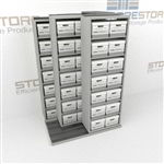 Three Deep Box Shelving Units Rolls Sideways on Rails Storing Boxes of Files | SMST021BX-4P7