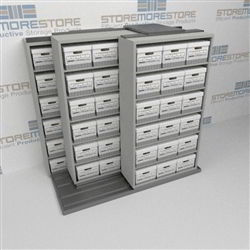 Rolling Record Box Sliders Three Deep Lateral Shelving Units Dead File Storage | SMST221BX-4P6