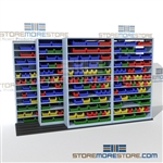 WRX Sliding Bin Storage Shelving  Hanging Plastic Bins on Rails 