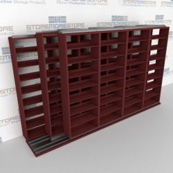 Triple Deep (Four Post) Sliding Mobile File Shelving, 5/4/4 Letter-Size (15' 4" W x 3' 5" D x 7' 10-3/4" H with 8 levels), #SMS-25-T654LT4P8