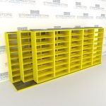 Triple Deep (Four Post) Sliding Mobile File Shelving, 6/5/5 Legal-Size (18' 8" W x 4' 1-1/2" D x 7' 10-3/4" H with 8 levels), #SMS-25-T665LG4P8