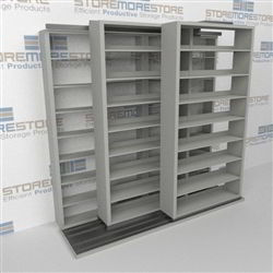 Triple Deep (Four Post) Sliding Mobile File Shelving, 2/1/1 Letter-Size (8' 4" W x 3' 5" D x 7' 10-3/4" H with 8 levels), #SMS-25-T821LT4P8