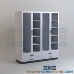 Lab Storage Cabinets with Glass Doors Casework for Science Classrooms