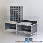 Mail Room Furniture Tables & Sorters Table with Back & Side Railing Stops