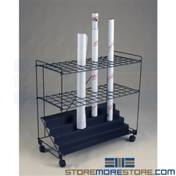 Mobile Blueprint Storage Cart Rolled Construction Plan Drawings Mayline RF60