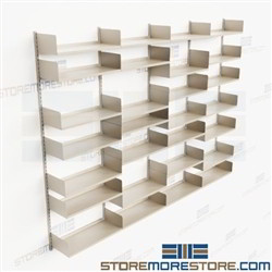 Floor to Ceiling Storage Shelves 12' Long Seven Adjustable Levels Track Shelving