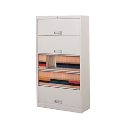 Five Tier Flipper door file shelf cabinet with Free Shipping, Stores end tab letter and legal files behind locked doors