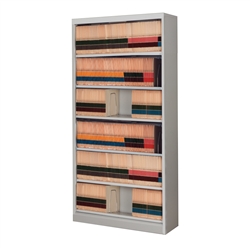 Six Level Side Tab Filing Cabinet without doors, comes assembled with free shipping, stores end tab file folders for shelf filing.