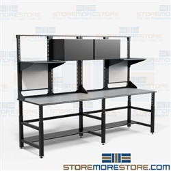 Industrial Work Tables Workbench Overhead Storage Cabinets Bench Mayline TW12